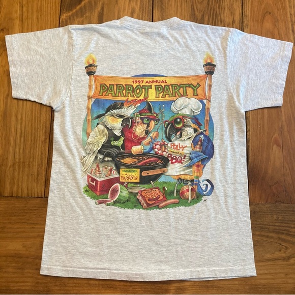 Vintage 1997 Annual Parrot Party Caribbean Soul Jimmy Buffett Graphic T Shirt - Picture 1 of 6